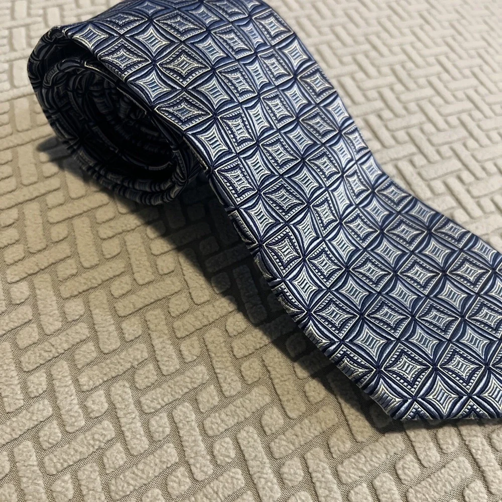 BARDELLI ROMA Necktie SILVER/BLUE 100% Silk 60